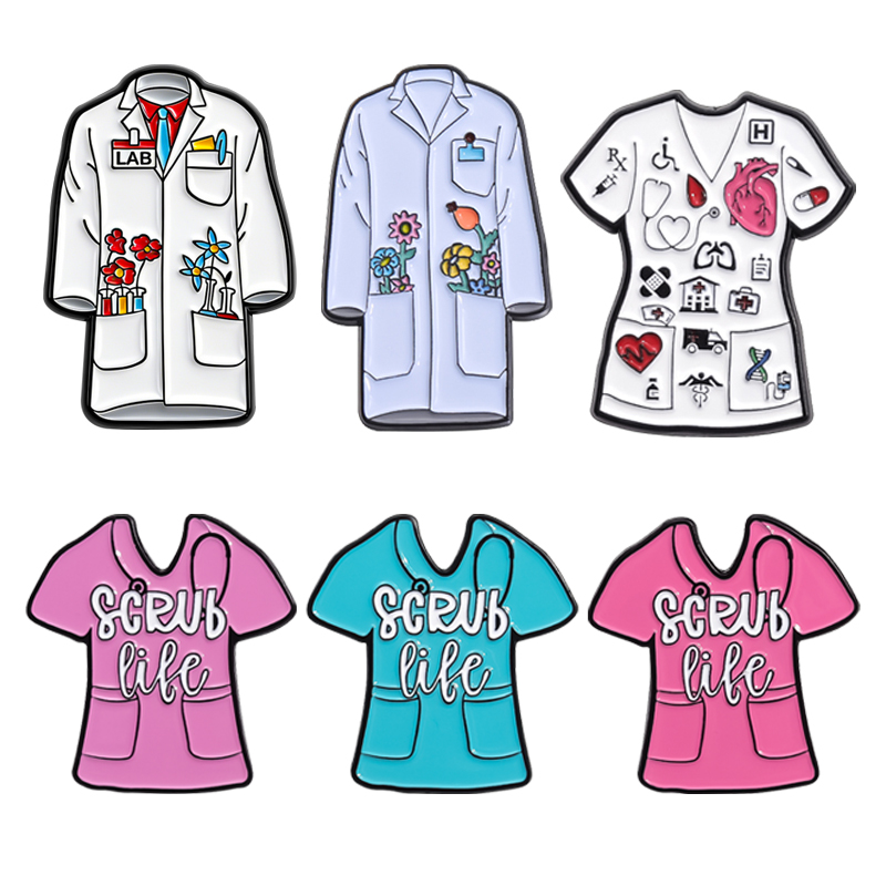 Floral Doctor Nurse Coat Ename - Medical Lab Scientist 리뷰 및 가격