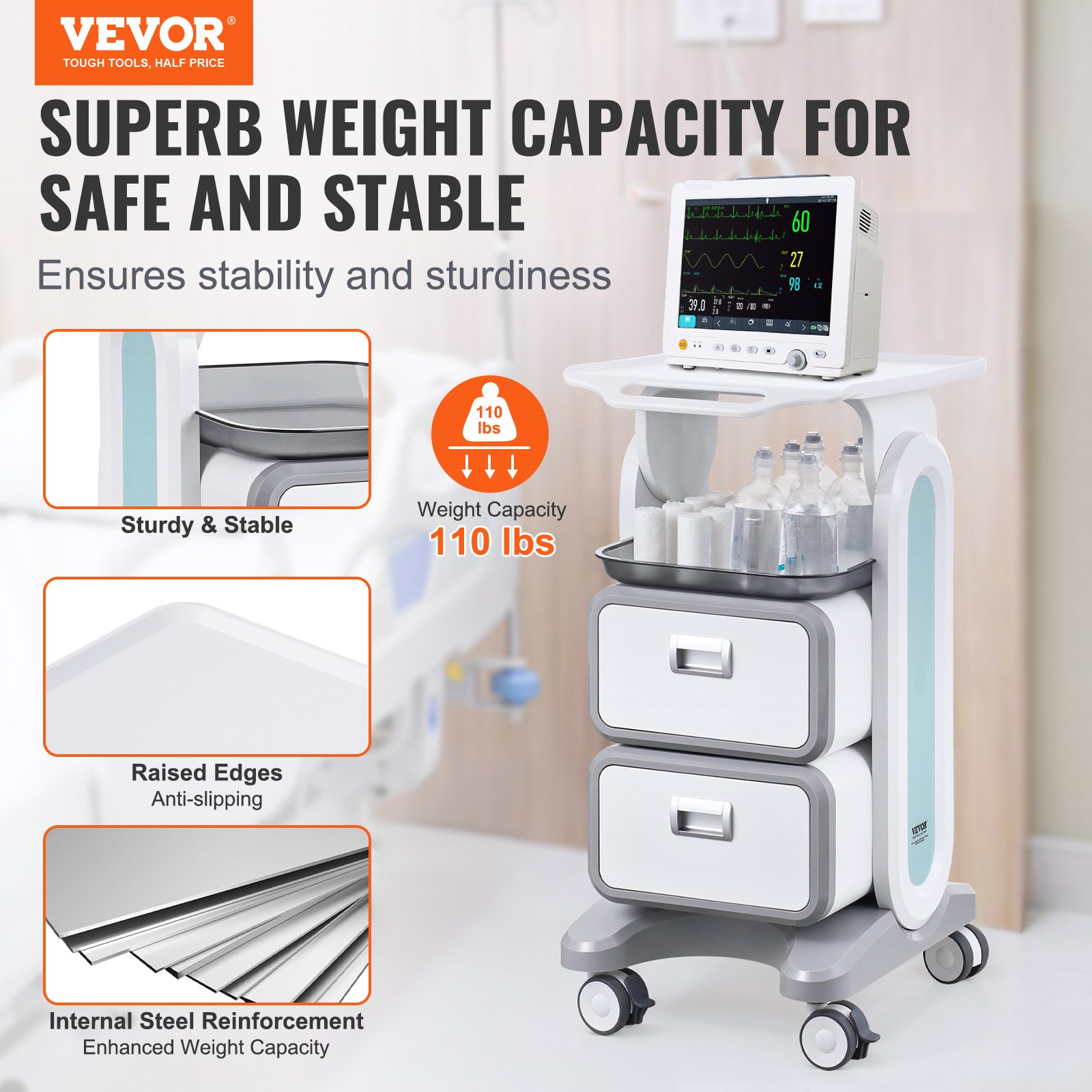 3 Tiers Lab Carts Mobile Medic - Medical Labs 리뷰 및 가격